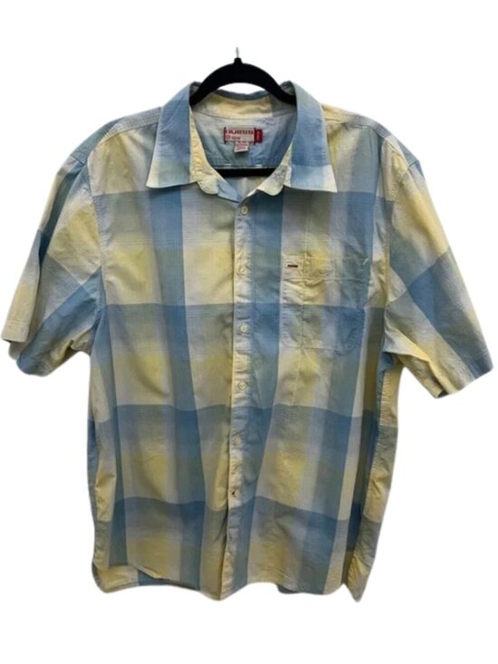 Guess Other - GUESS Men’s Light Blue & Yellow Plaid Cotton Short-Sleeve Button Shirt - Size XL